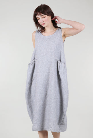Ruched Pocket Dress, Gray