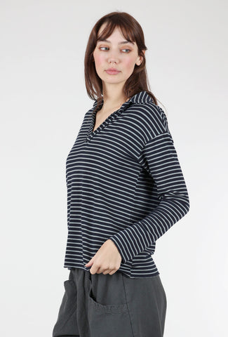 Stripe Polo Sweatshirt, Navy