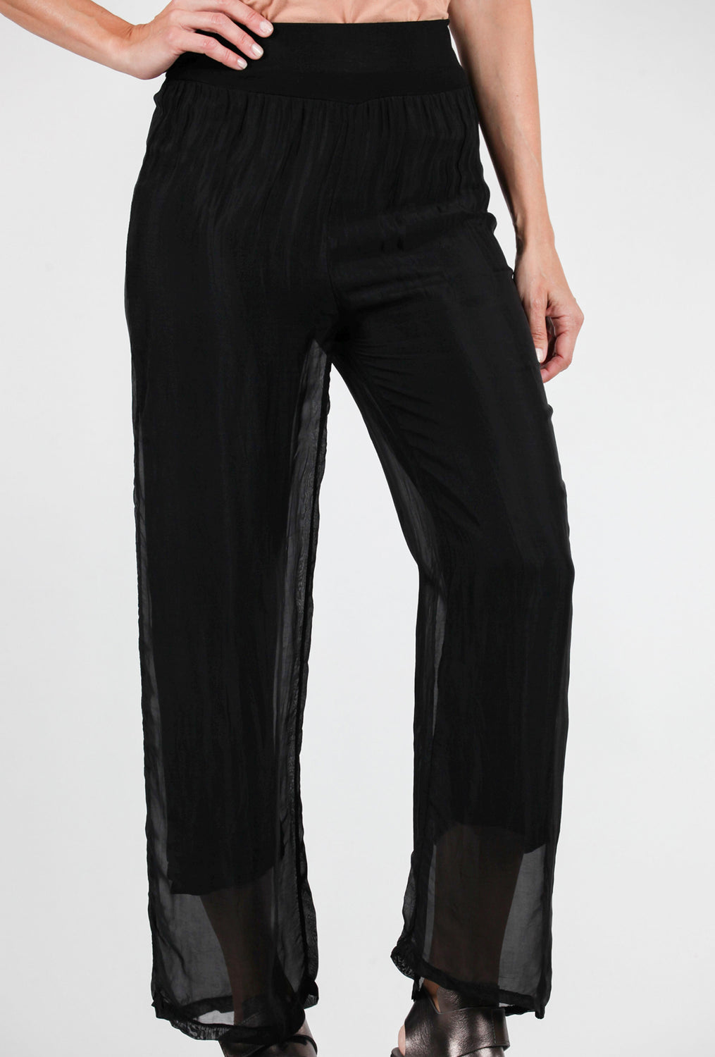 Jersey Lined Silky Pant, Black
