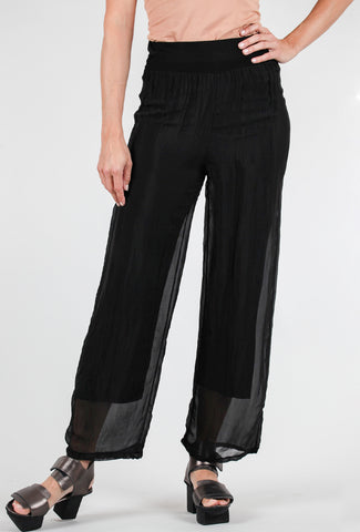 Jersey Lined Silky Pant, Black