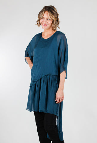 Silky Overlay Asym Tunic, Petrol