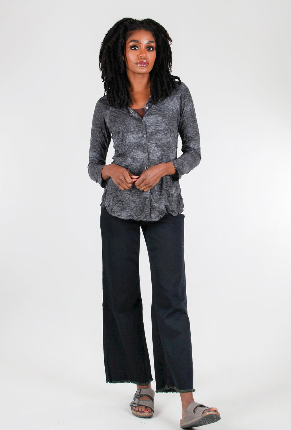 Teresa Ankle Frayed Jeans, Black