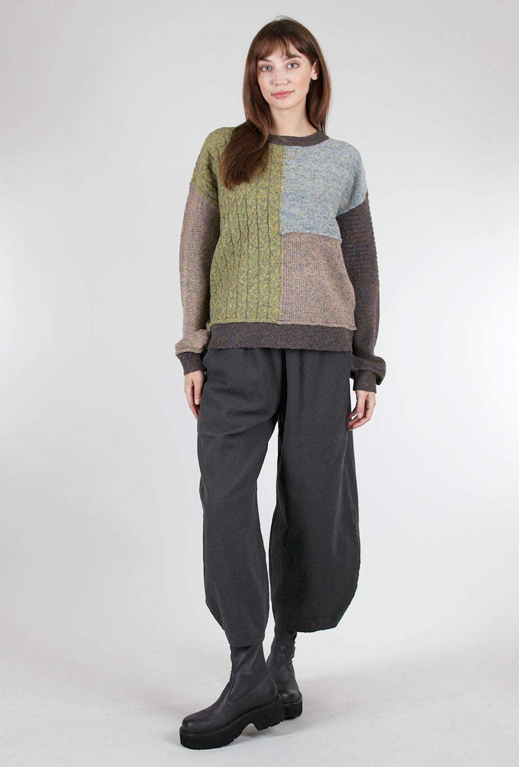 Mixed Weave Pullover Sweater, Cactus Mix