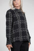 Speckle Knit Plaid Pullover, Black