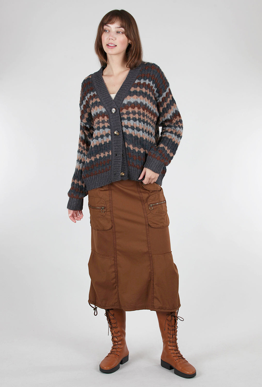 Multi-Color Knit Cardigan, Coal