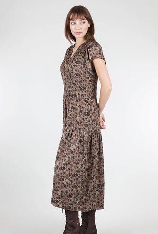 Ruffle Sleeve Print Midi Dress, Tawny