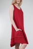 Asym Linen Combo Dress, Cardinal