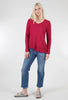 Shifted Rib Hem L/S Tee, Raspberry