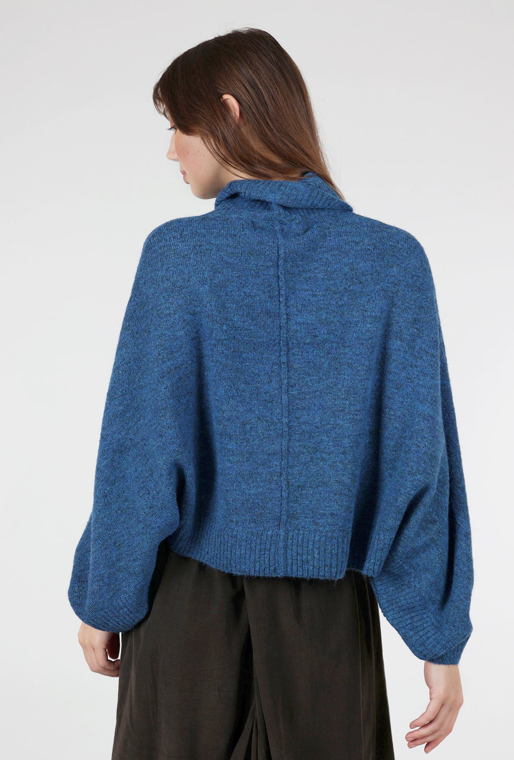 Batwing Sweater Poncho, Peacock Blue