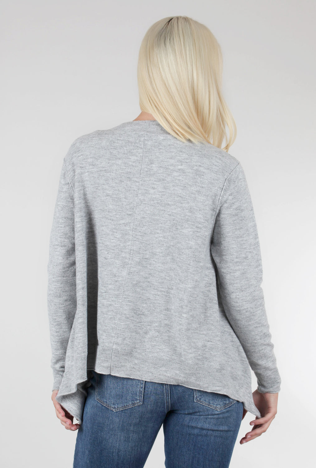 Notched-Details Cardigan, Light Gray