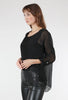 Sheer Overlay Sequin Top, Black