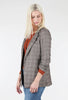 Ruched Sleeve Plaid Blazer, Charcoal