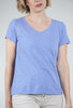 Cotton Slub V-Neck Tee, Baja Blue