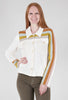Stripe-Detail Sweater Jacket, Ivory