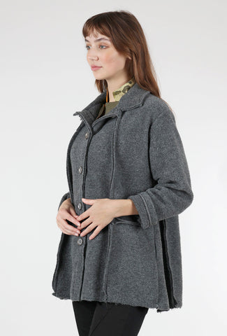 Raw-Trim Wool-Blend Jacket, Charcoal
