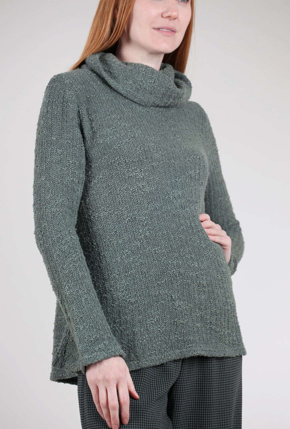 Nubby Knit Cowl Pullover, Myrtle