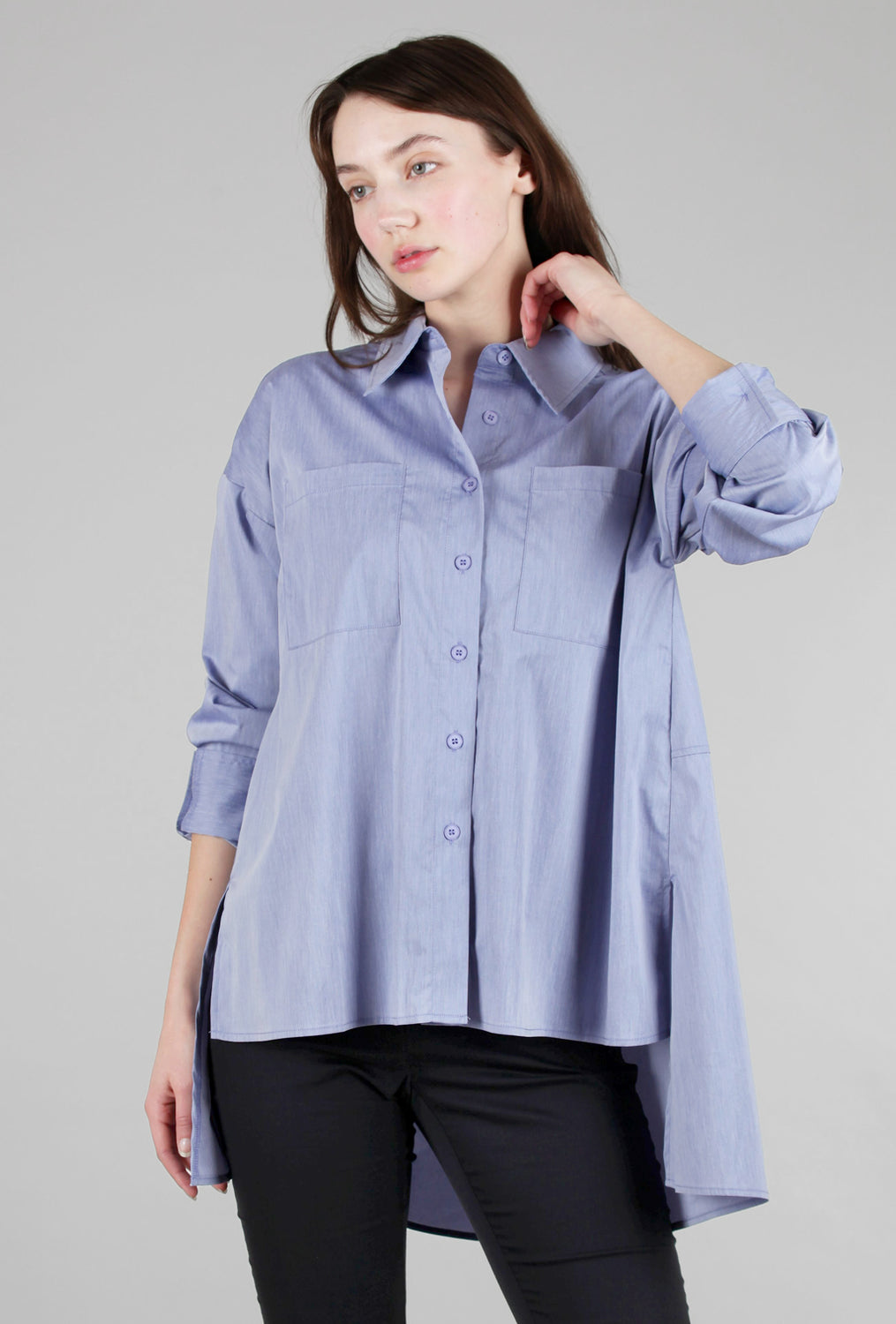 High-Low Oversized Tunic, Blue