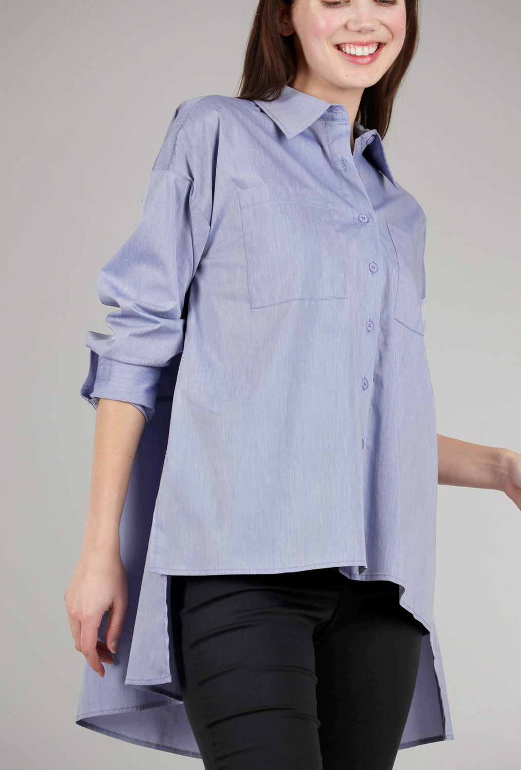 High-Low Oversized Tunic, Blue