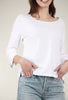 Linen-Cotton Crop Tee, White