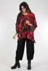 Printed Oversized Cocoon Tunic, Red