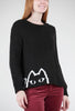 Cat Crew Sweater, Black