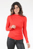 Ruched-Side Jersey Top, Red
