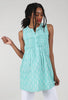 Pleat Detail Ikat Dress, Aqua