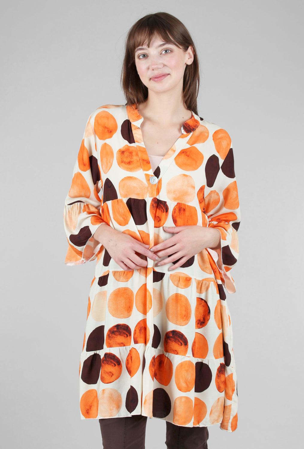 Polka Dots Tiered Dress, Orange