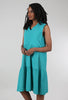 Bubble Gauze Tiered Dress, Lagoon Blue