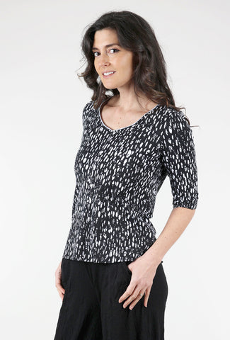 Essential Patterned Shaped Tee, Black