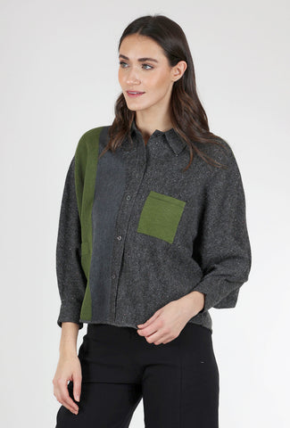 Color Block Batwing Sweater, Green