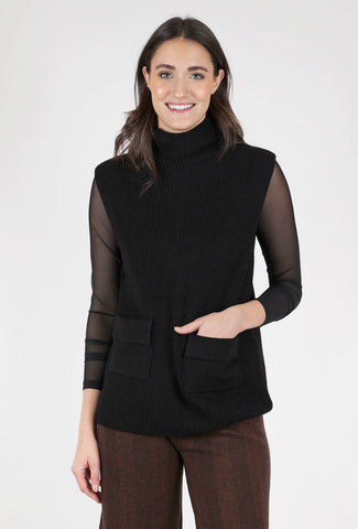 Sleeveless Turtleneck Sweater, Black