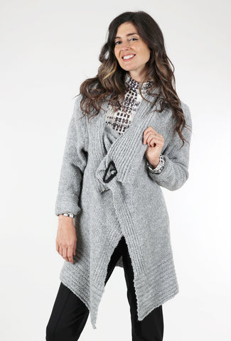 Toggle Closure Ribbed Cardigan, Gray