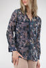 Burnout Floral Velvet Shirt, Navy
