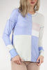 Color-Block Seamed Pullover, Periwinkle