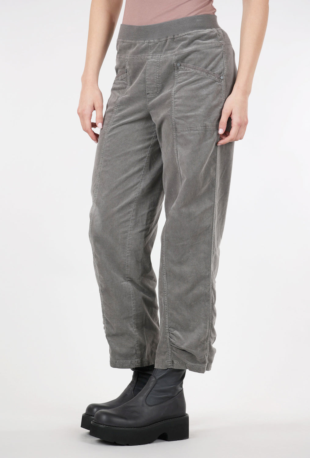 Stretch Cord Ruched Flood Pant, Earth