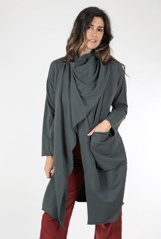 Built-In Scarf Jacket, Charcoal