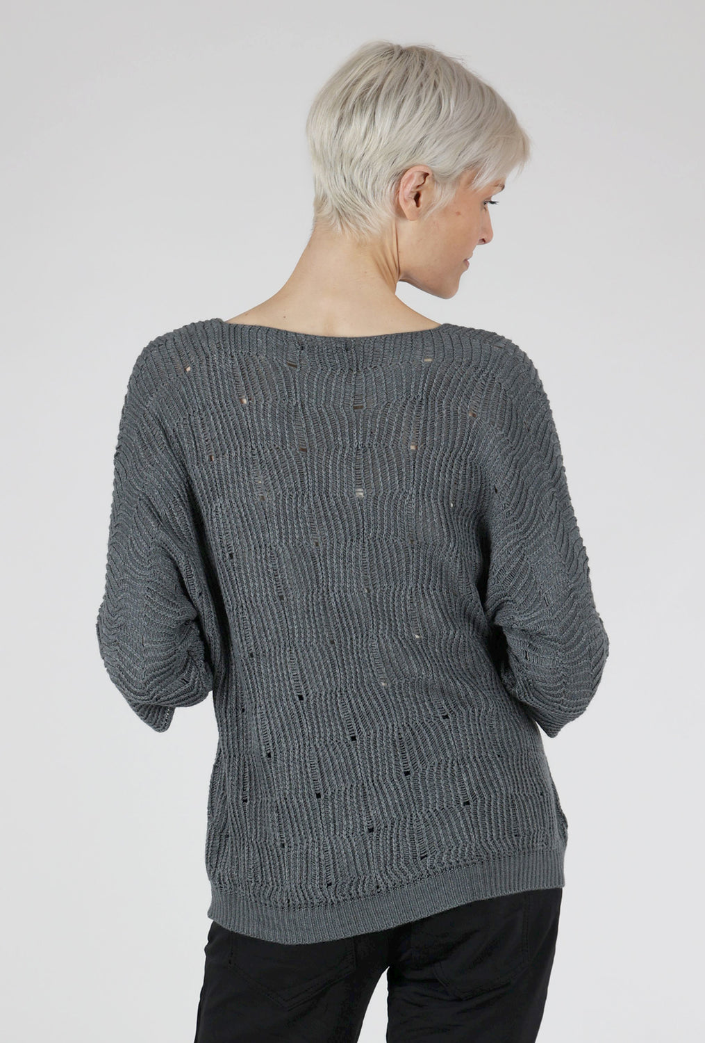 Open Weave Sweater, Gray