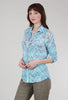 Roll-Up Sleeve Crinkle Shirt, Aqua Print