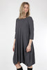 3/4-Sleeve Tulip Dress, Coal