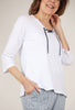 3/4 Sleeve Lace-Up Top, White