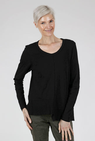 Shifted Rib Hem L/S Tee, Black