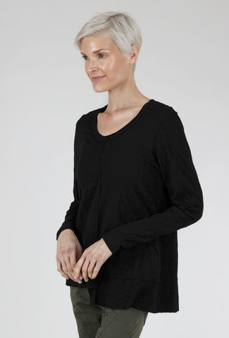 Shifted Rib Hem L/S Tee, Black