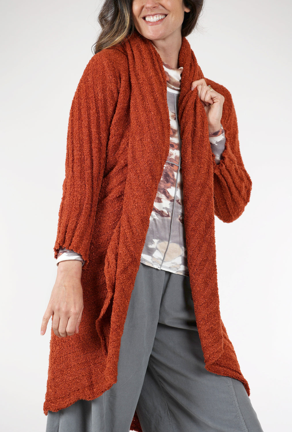 Cozy Cardigan Wrap Sweater, Terracotta