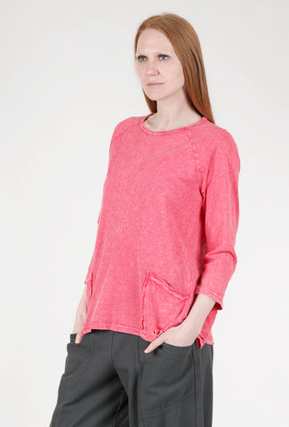 Mineral Wash Patch Pockets Top, Raspberry