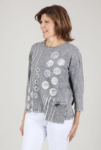 Dot & Line Mineral Wash Top, Gray