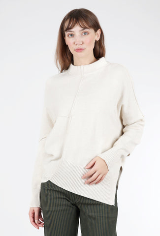 Asym Side-Slit Sweater, Ivory