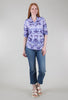 Roll-Up Sleeve Crinkle Shirt, Wave Print