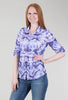 Roll-Up Sleeve Crinkle Shirt, Wave Print