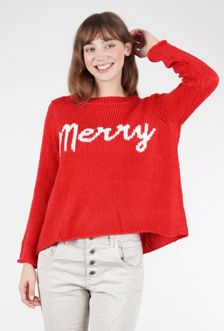 Merry Crew Chunky Sweater, Red